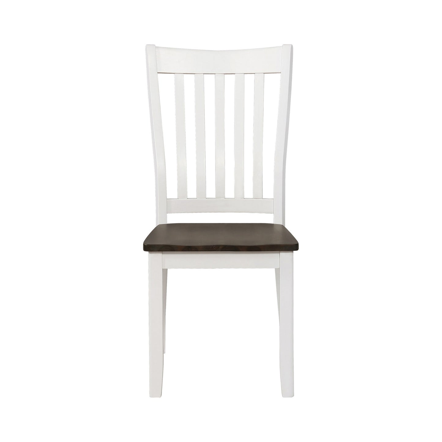 Farmhouse Wooden Dining Chair With Slatted Back Set Of 2 White And Brown By Benzara | Dining Chairs | Modishstore - 5