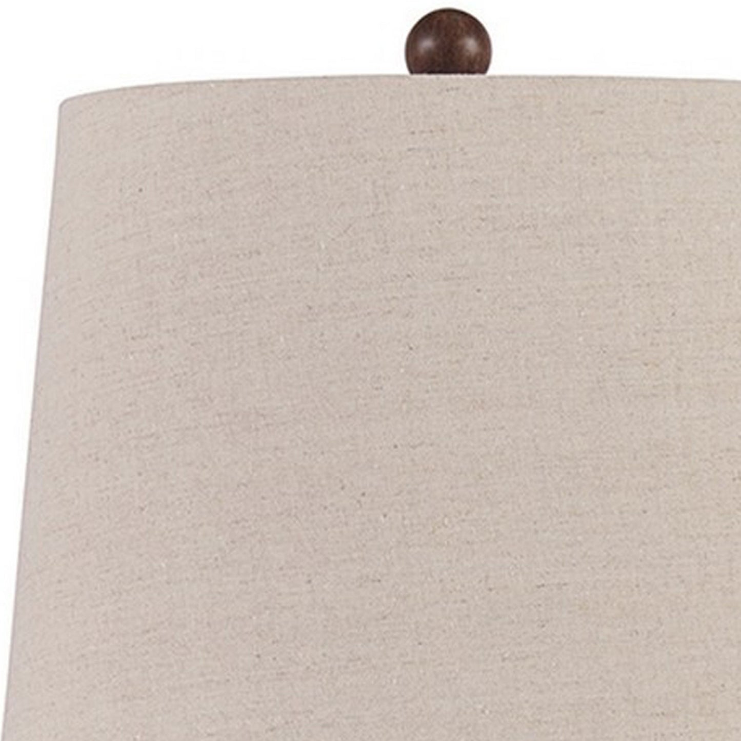 Tapered Fabric Shade Table Lamp With Turned Base Set Of 2 Gray And Brown By Benzara | Desk Lamps | Modishstore - 5