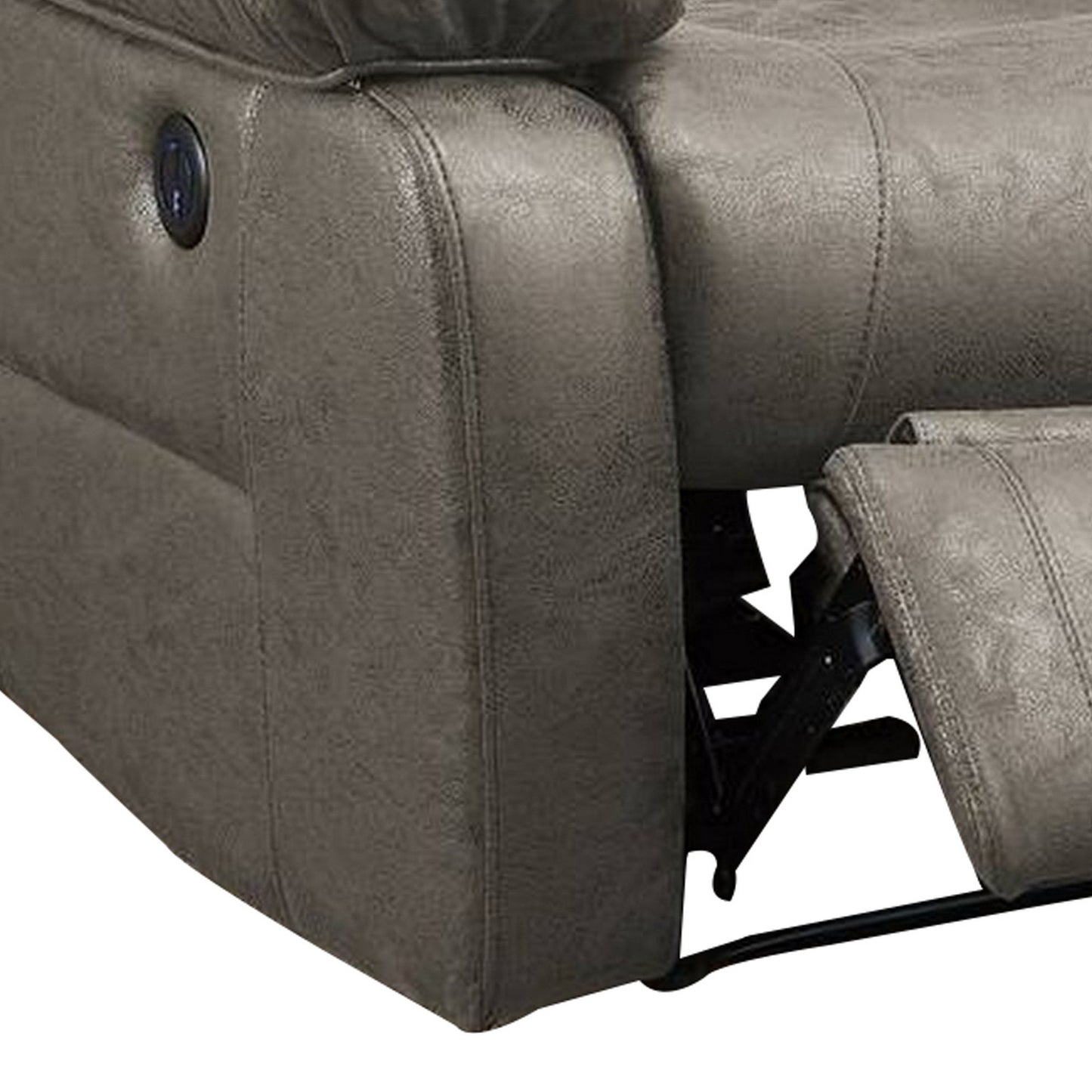 41 Inch Leatherette Power Recliner With Usb Port Gray By Benzara | Chairs & Recliners | Modishstore - 5
