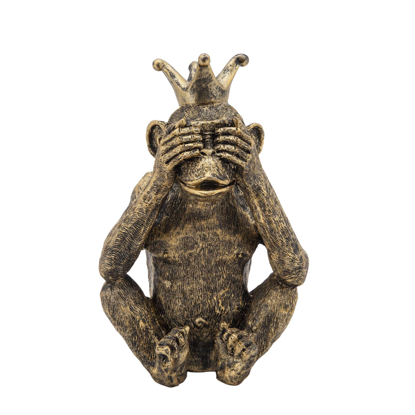 Polyresin Monkey Accent Decor, Set Of 3, Gold By Benzara | Sculptures | Modishstore - 4