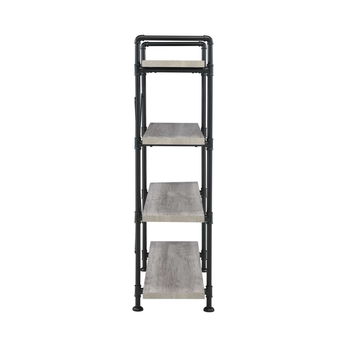 56 Inch 4 Tier Metal And Wooden Bookcase, Black And Gray By Benzara | Bookcases |  Modishstore  - 4