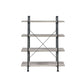 56 Inch 4 Tier Metal And Wooden Bookcase, Black And Gray By Benzara | Bookcases |  Modishstore  - 3