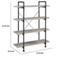 56 Inch 4 Tier Metal And Wooden Bookcase, Black And Gray By Benzara | Bookcases |  Modishstore  - 2