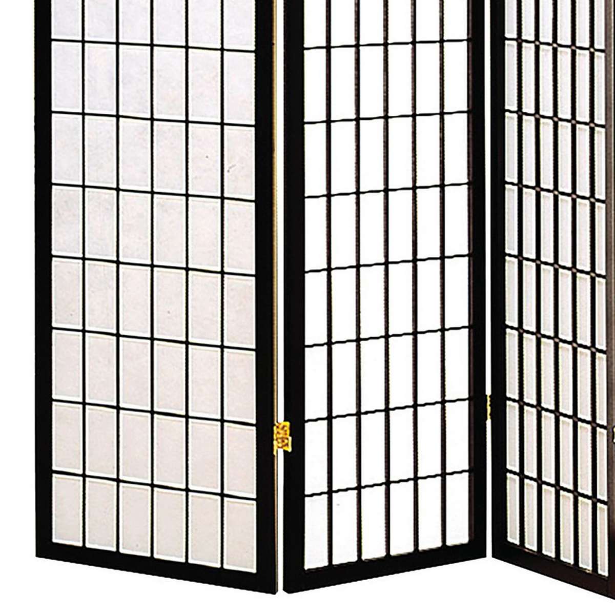 4 Panel Foldable Wooden Frame Room Divider With Grid Design, Black By Benzara | Room Divider | Modishstore - 5