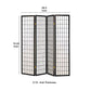 4 Panel Foldable Wooden Frame Room Divider With Grid Design, Black By Benzara | Room Divider |  Modishstore  - 2
