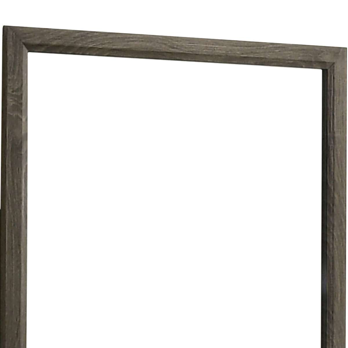 35 Inch Transitional Style Wooden Frame Mirror, Gray By Benzara | Mirrors | Modishstore - 5