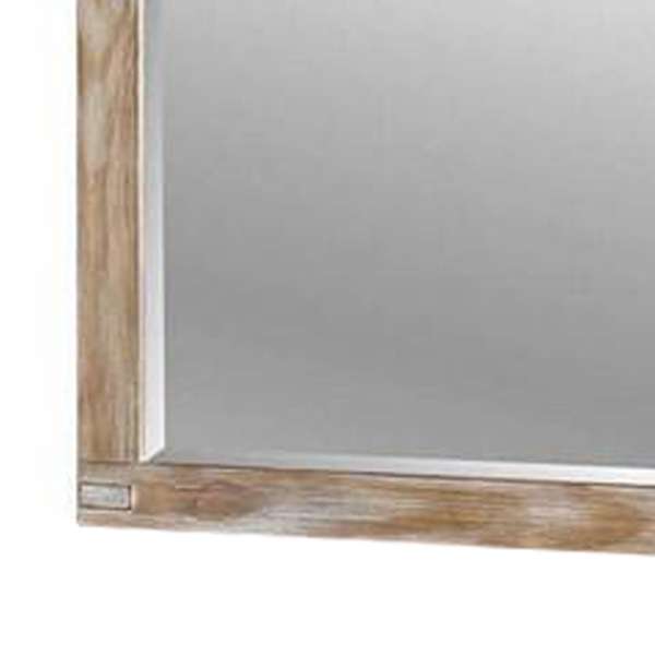 38 Inch Mirror With Rectangular Wooden Frame, Brown By Benzara | Mirrors | Modishstore - 5