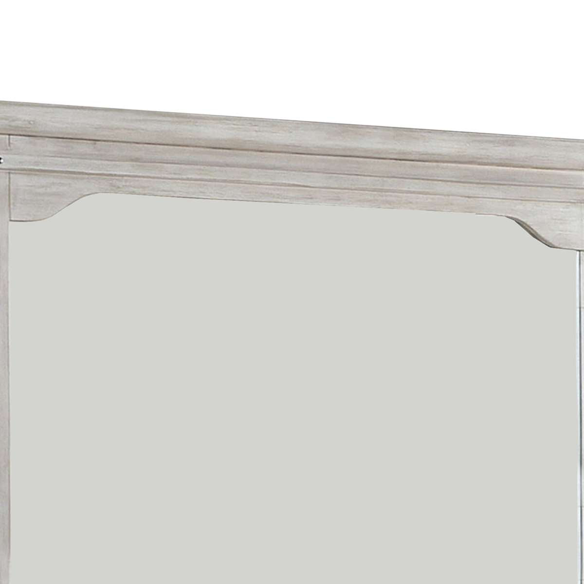 36 Inch Mirror With Chiseled Inner Wooden Frame, White By Benzara | Mirrors | Modishstore - 5