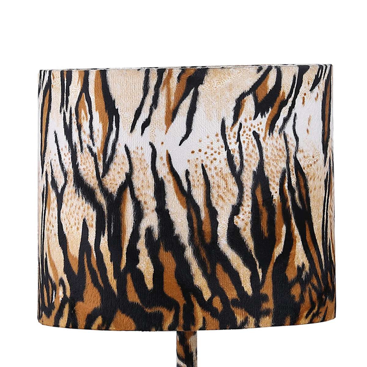 Fabric Wrapped Table Lamp With Striped Animal Print, Brown And Black By Benzara | Table Lamps | Modishstore - 5