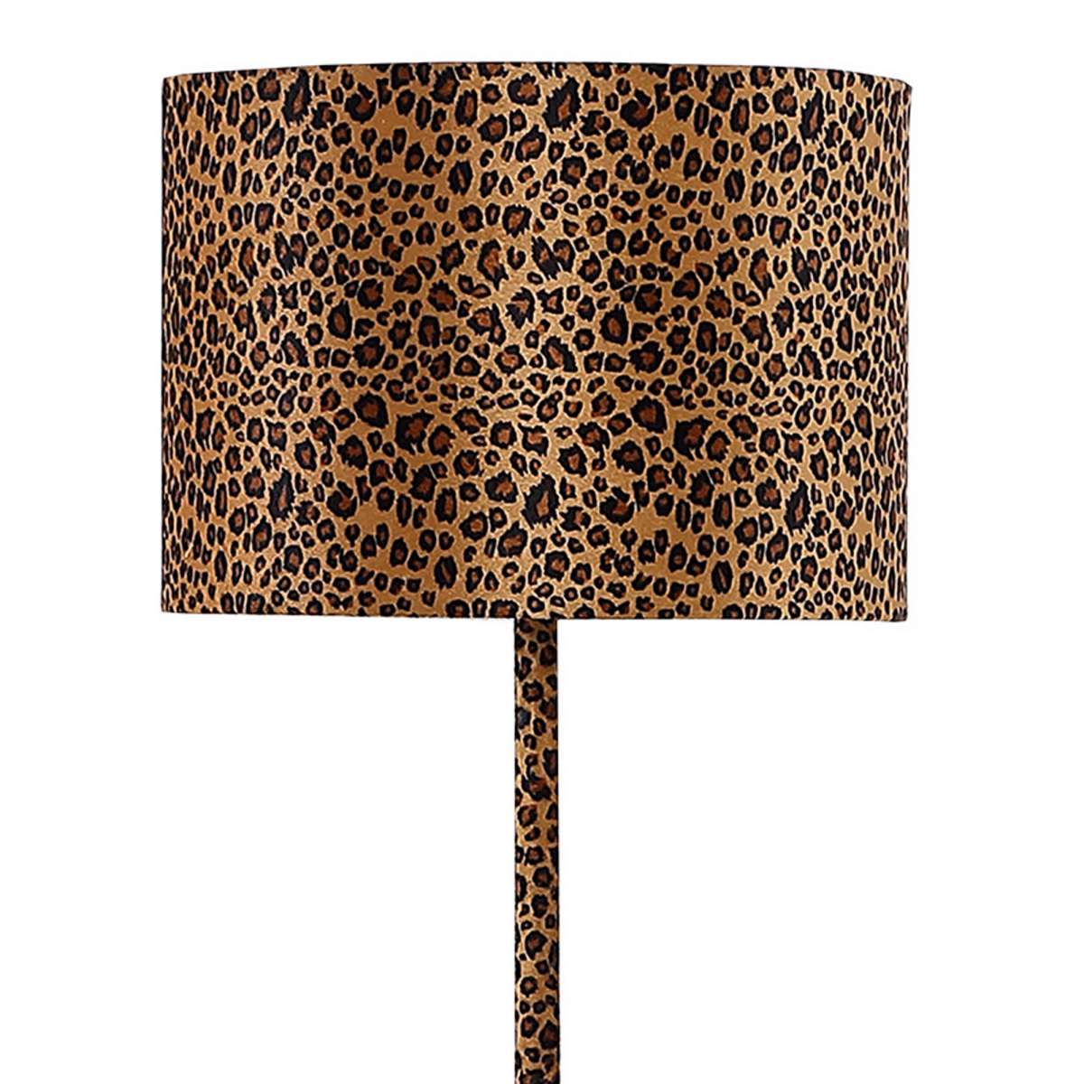 Fabric Wrapped Floor Lamp With Dotted Animal Print, Brown And Black By Benzara | Floor Lamps | Modishstore - 5