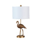 Polyresin Standing Flamingo Design Table Lamp With Round Base Gold By Benzara | Desk Lamps | Modishstore - 3