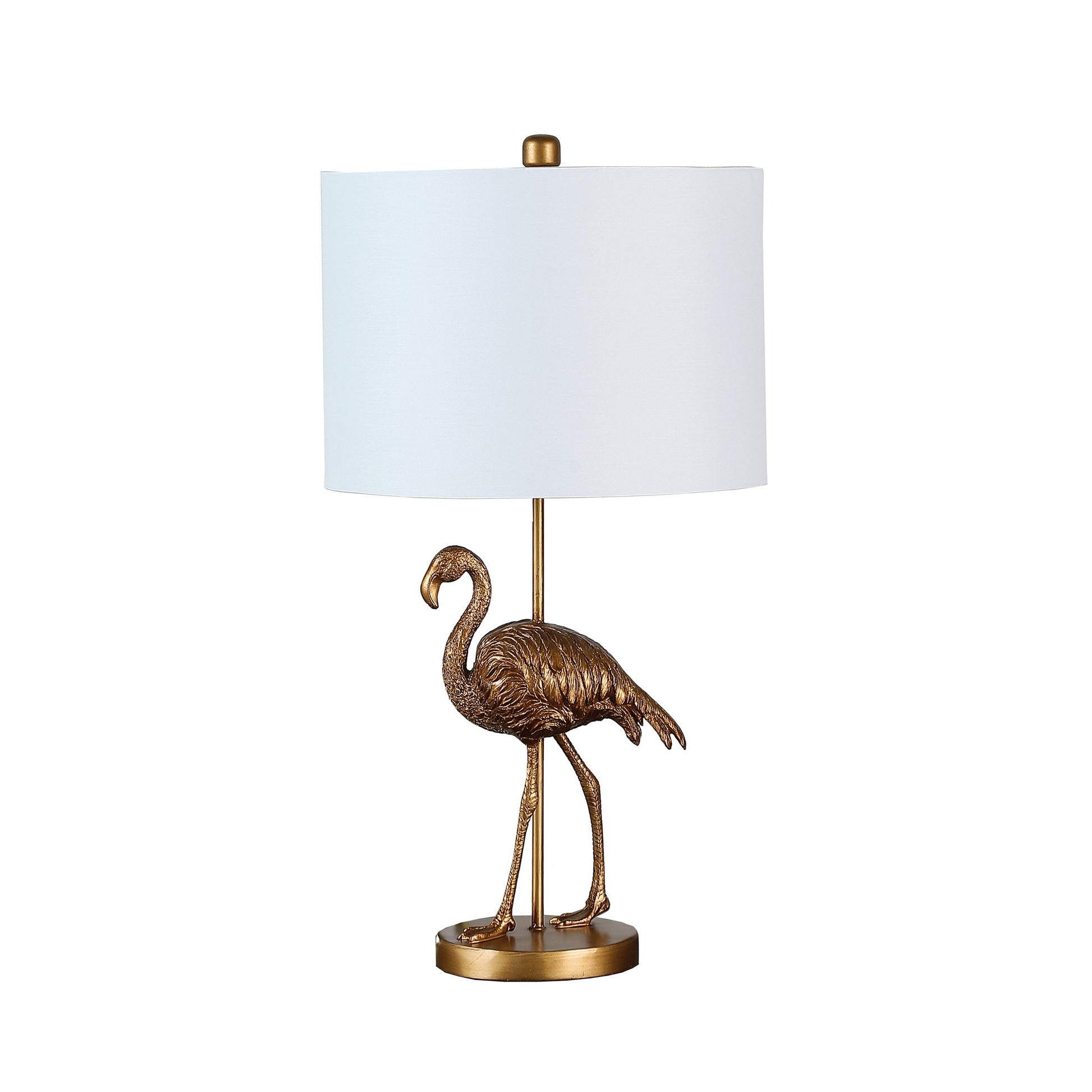 Polyresin Standing Flamingo Design Table Lamp With Round Base Gold By Benzara | Desk Lamps | Modishstore - 3
