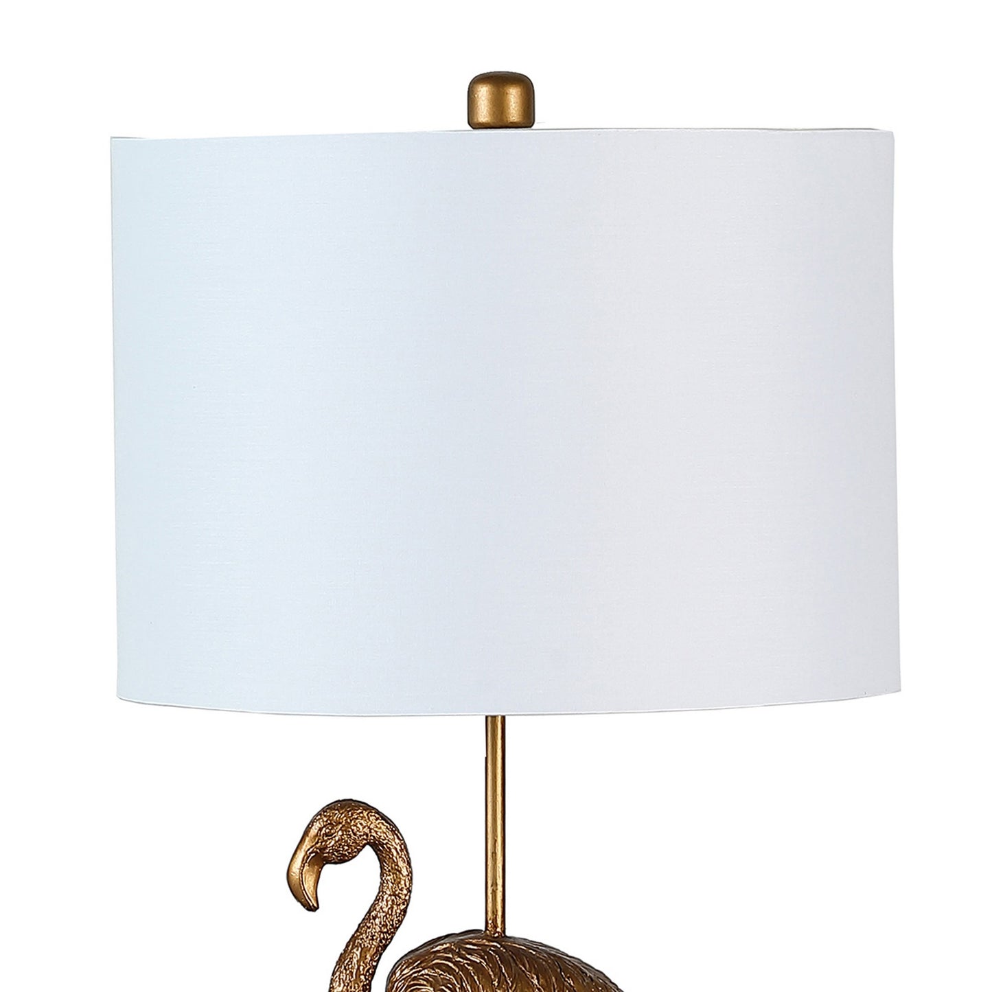 Polyresin Standing Flamingo Design Table Lamp With Round Base Gold By Benzara | Desk Lamps | Modishstore - 4