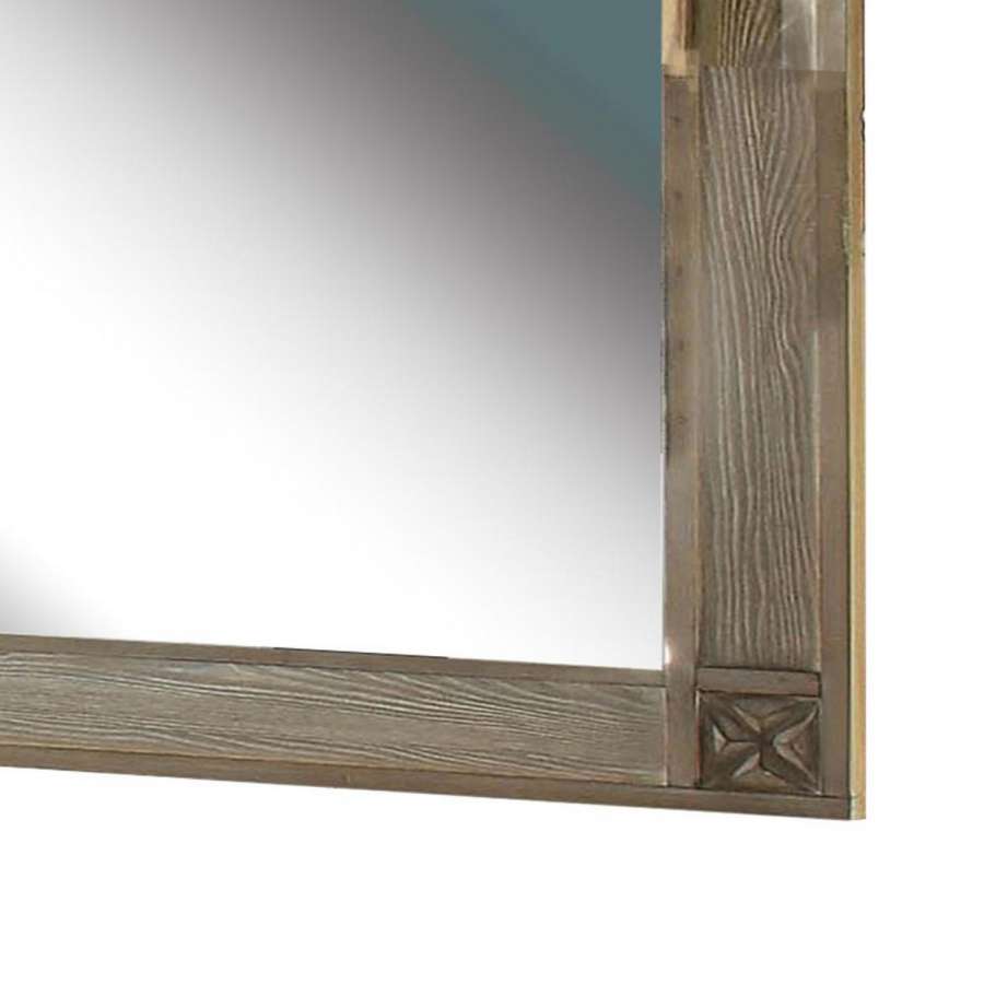 44 Inch Rectangular Mirror With Carved Corners, Brown By Benzara | Mirrors | Modishstore - 5