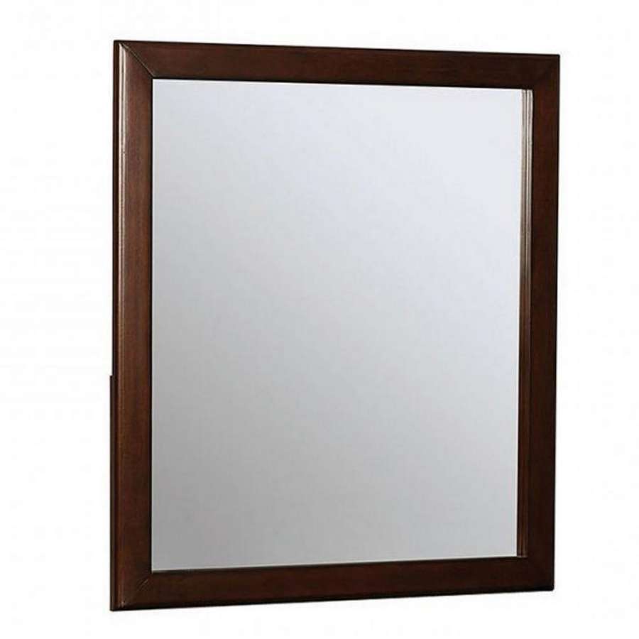32 Inch Transitional Style Wooden Frame Mirror, Cherry By Benzara | Mirrors | Modishstore - 5