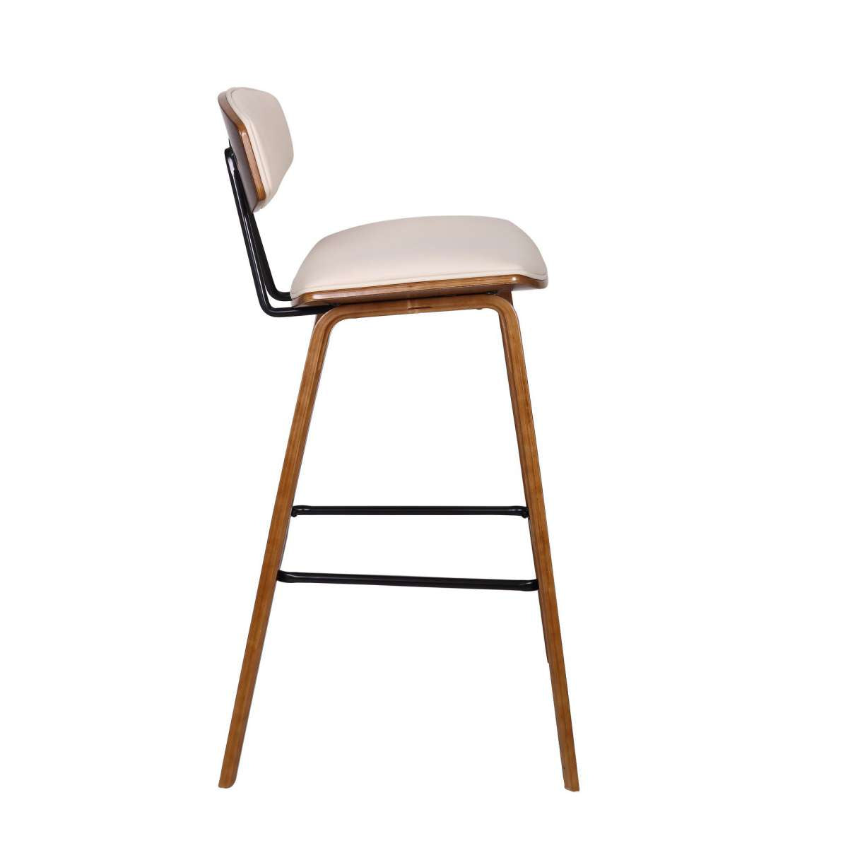 28.5 Inches Contoured Seat Leatherette Barstool, Cream By Benzara | Bar Stools | Modishstore - 5