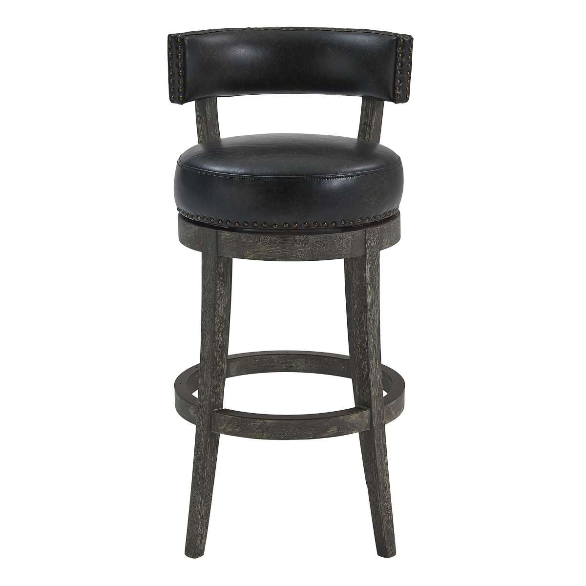 31 Inches Nailhead Trim Leatherette Swivel Barstool, Gray By Benzara | Bar Stools | Modishstore - 5