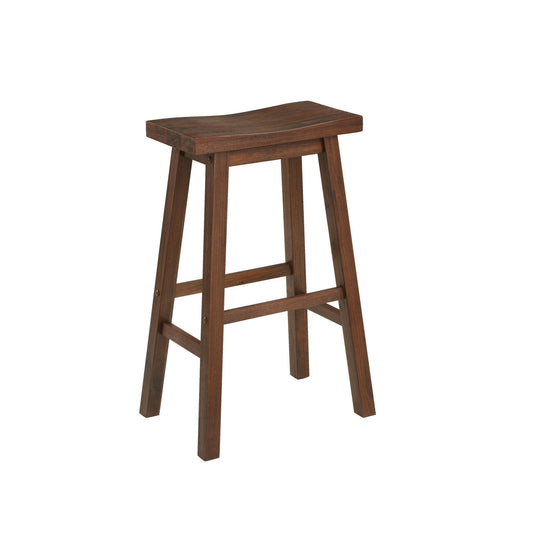 Saddle Design Wooden Barstool With Grain Details Brown By Benzara | Stools | Modishstore