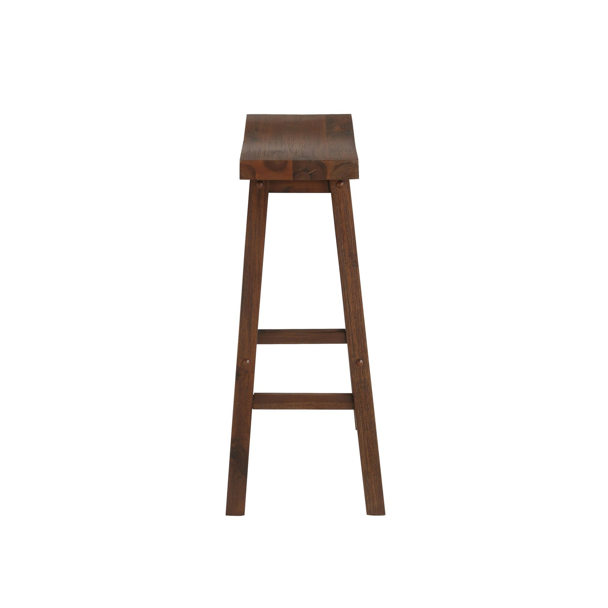 Saddle Design Wooden Barstool With Grain Details Brown By Benzara | Stools | Modishstore - 3