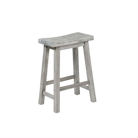 Saddle Design Wooden Counter Stool With Grain Details, Gray By Benzara | Stools |  Modishstore 