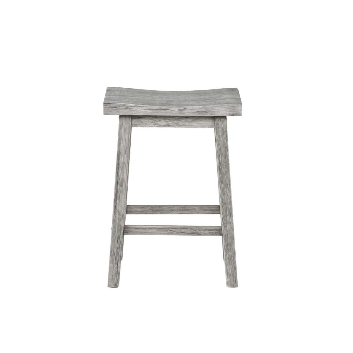 Saddle Design Wooden Counter Stool With Grain Details, Gray By Benzara | Stools | Modishstore - 5