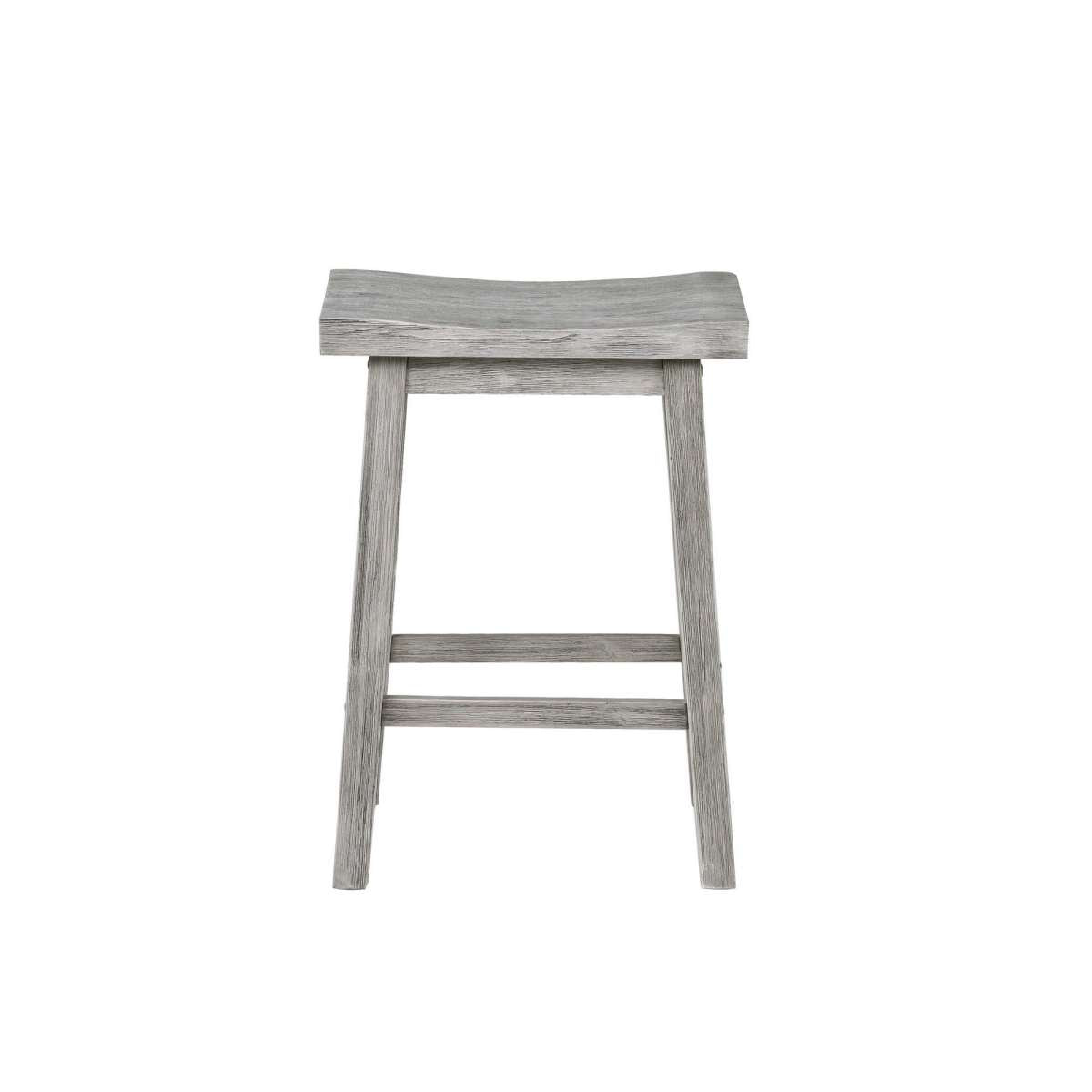 Saddle Design Wooden Counter Stool With Grain Details, Gray By Benzara | Stools |  Modishstore  - 5