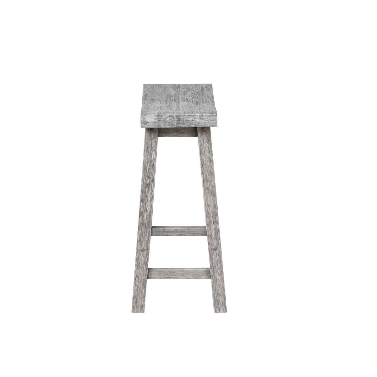 Saddle Design Wooden Counter Stool With Grain Details, Gray By Benzara | Stools |  Modishstore  - 4