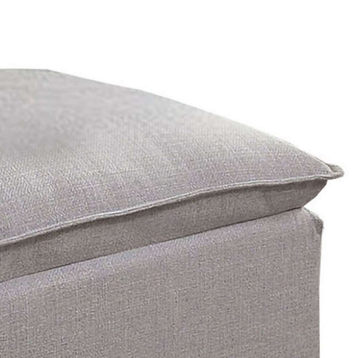 Fabric Upholstered Ottoman With Pillow Top Seat And Welt Trim, Gray By Benzara | Ottomans | Modishstore - 5