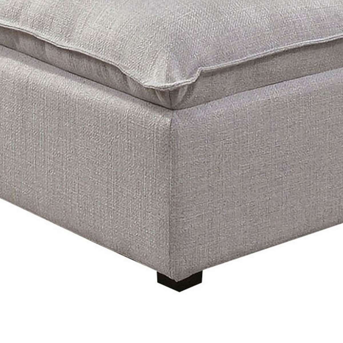 Fabric Upholstered Ottoman With Pillow Top Seat And Welt Trim, Gray By Benzara | Ottomans |  Modishstore  - 4