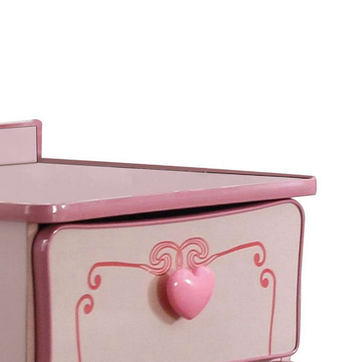 2 Drawer Wooden Nightstand With Heart Knob Pulls, Pink By Benzara | Nightstands | Modishstore - 5
