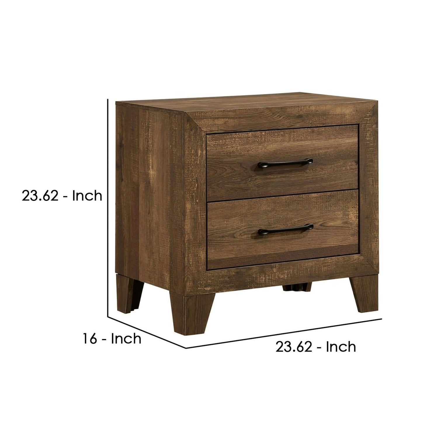 Rustic 2 Drawer Wooden Nightstand With Grain Details Brown By Benzara | Nightstands | Modishstore - 5
