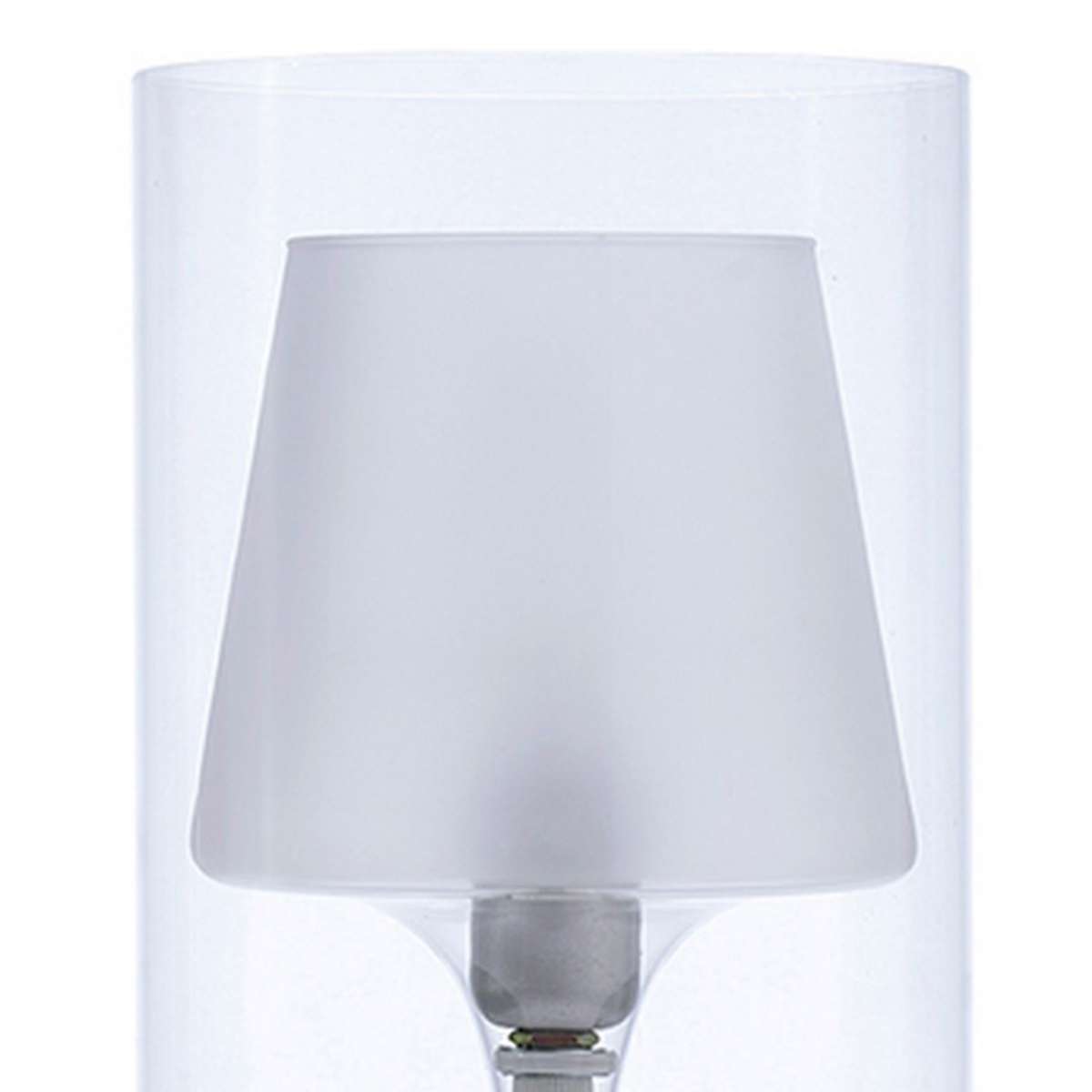 Hurricane Table Lamp With Frosted Glass Shade, Clear By Benzara | Table Lamps | Modishstore - 5
