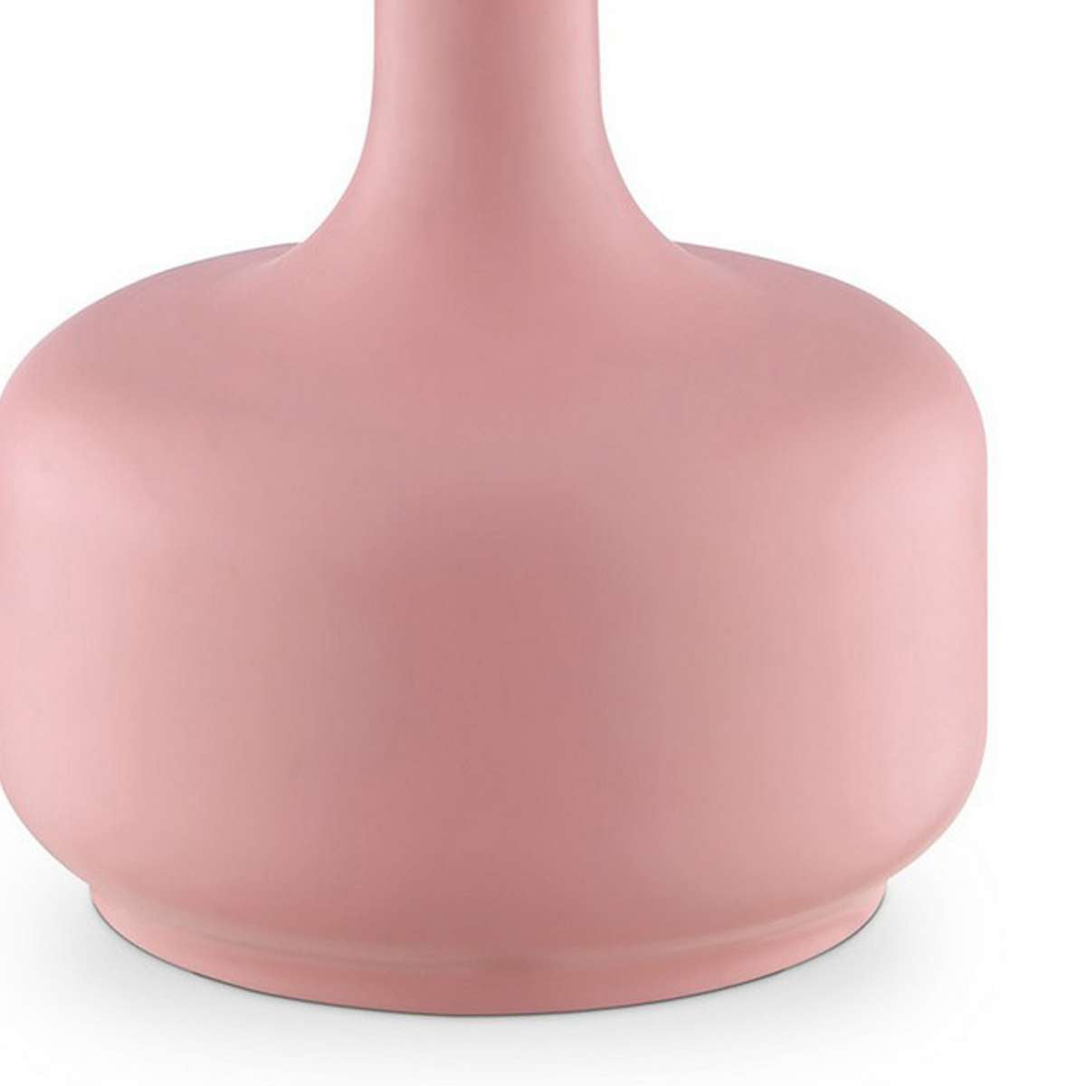 Table Lamp With Teardrop Metal Base And Fabric Shade, Pink By Benzara | Table Lamps | Modishstore - 5