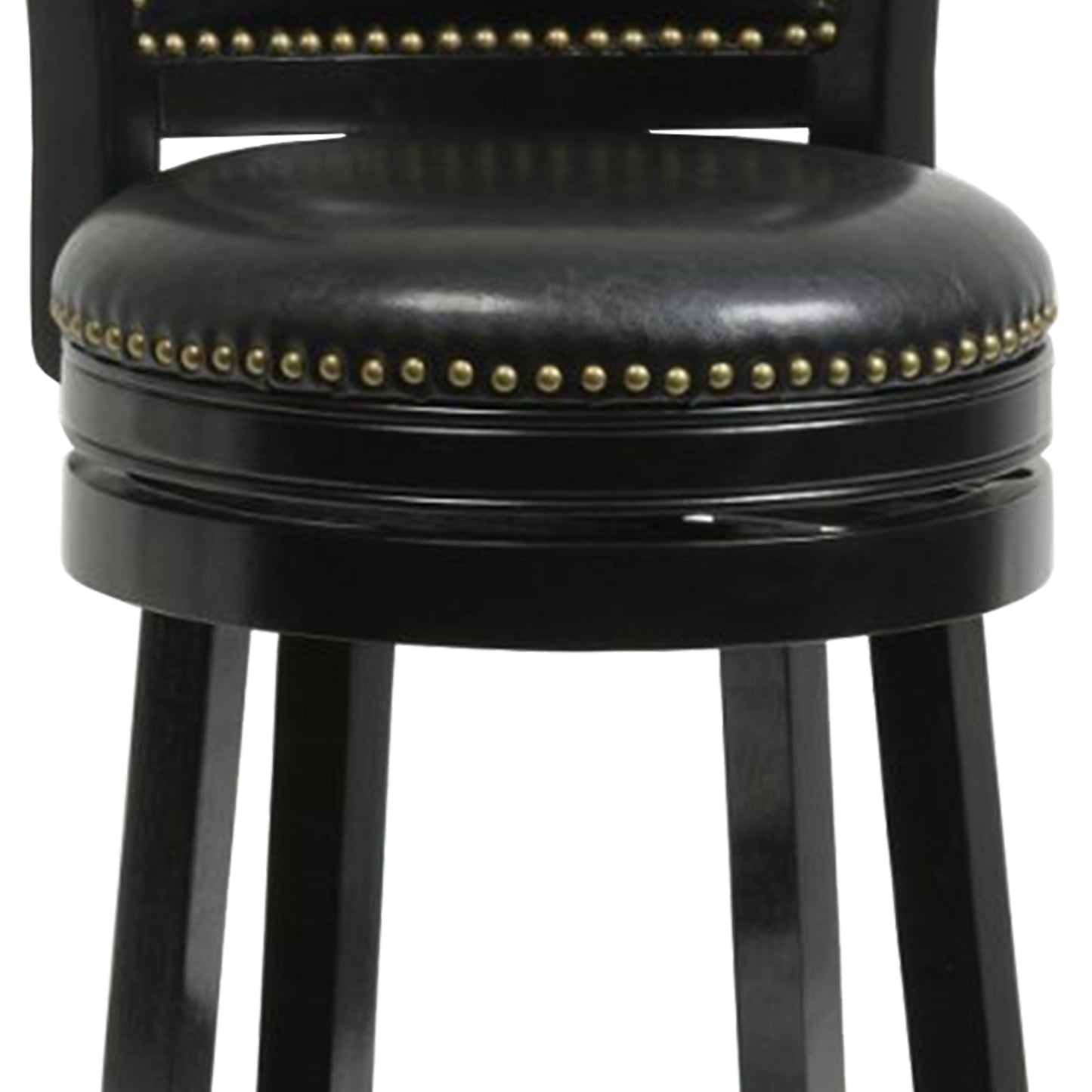 Nailhead Round Leatherette Counter Stool With Flared Leg, Brown And Black By Benzara | Bar Stools & Table | Modishstore - 5