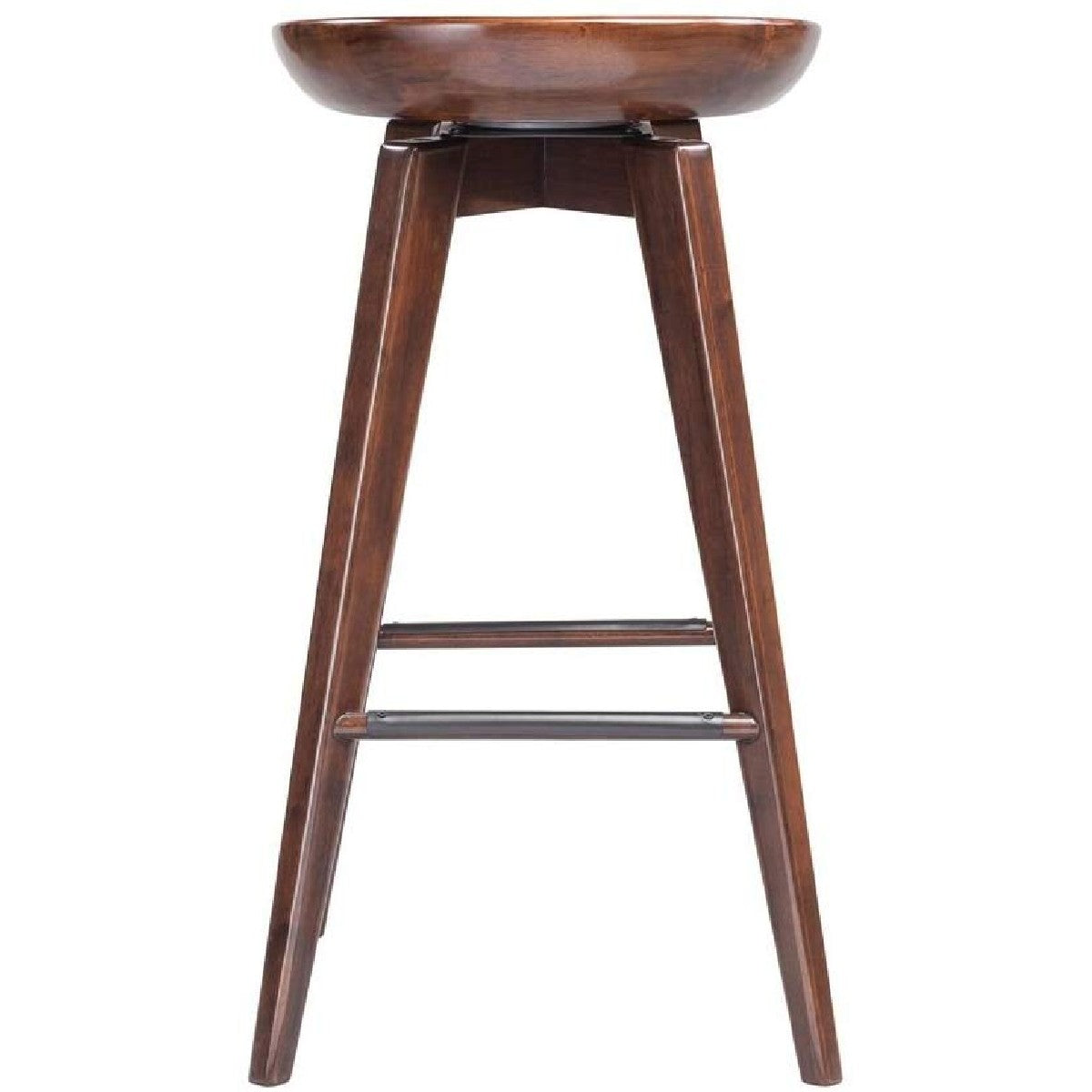 Contoured Seat Wooden Frame Swivel Barstool With Angled Legs, Natural Brown By Benzara | Bar Stools & Tables | Modishstore - 4