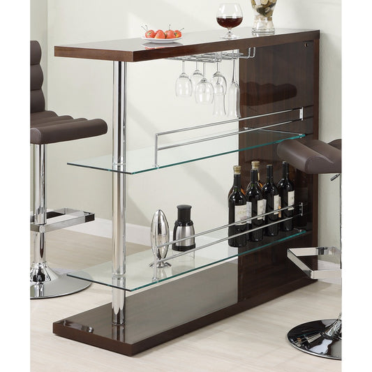 Modish Rectangular Bar Unit With 2 Shelves And Wine Holder, Brown  By Benzara | Wine Racks |  Modishstore 