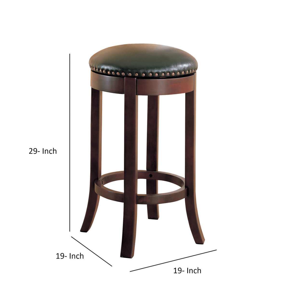 Contemporary 29" Swivel Bar Stool With Upholstered Seat, Brown ,Set Of 2 By Benzara | Bar Stools & Table | Modishstore - 5