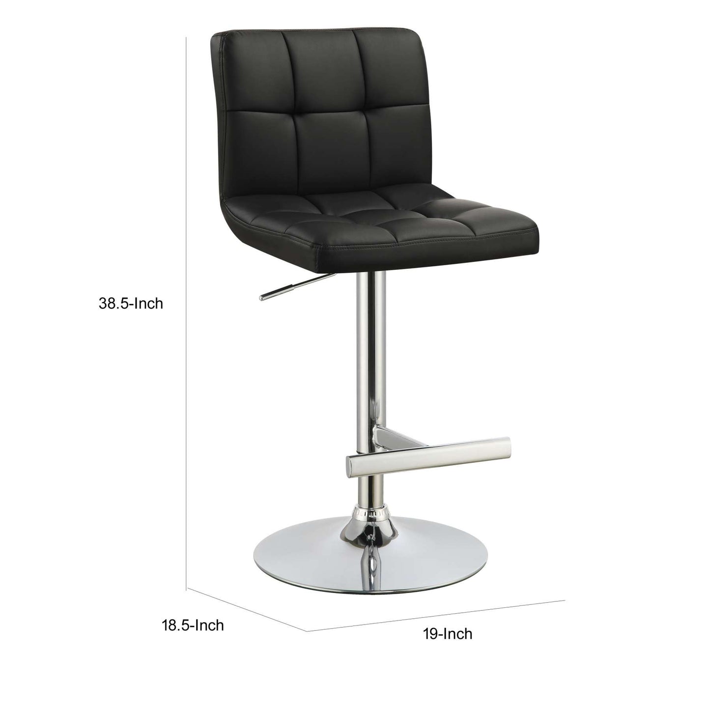 Sophisticated Armless Adjustable Bar Stool, Black ,Set Of 2 By Benzara | Bar Stools | Modishstore - 5