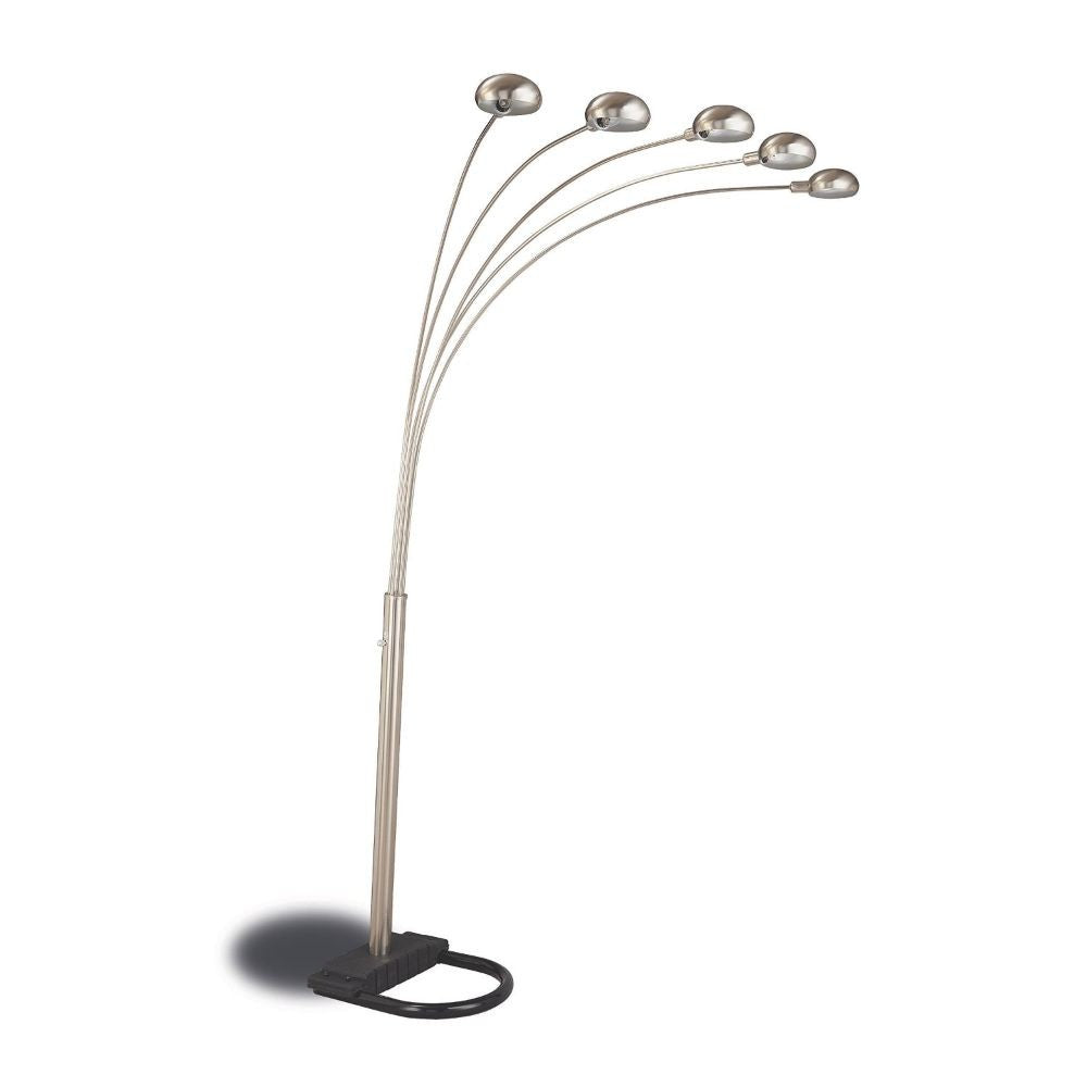 Modern Floor Lamp With Black Bottom Base, Chrome By Benzara | Floor Lamps | Modishstore