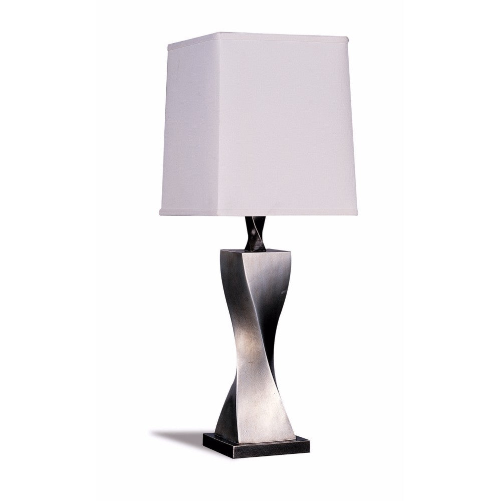 Square Shade Twist Table Lamp, White & Silver, Set Of 2 By Benzara | Table Lamps | Modishstore
