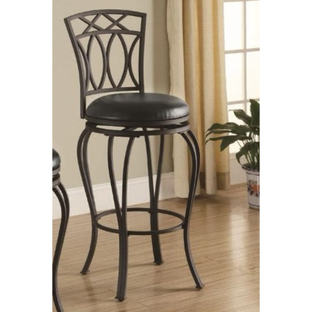 Metal Barstool With Black Faux Leather Seat By Benzara | Bar Stools | Modishstore