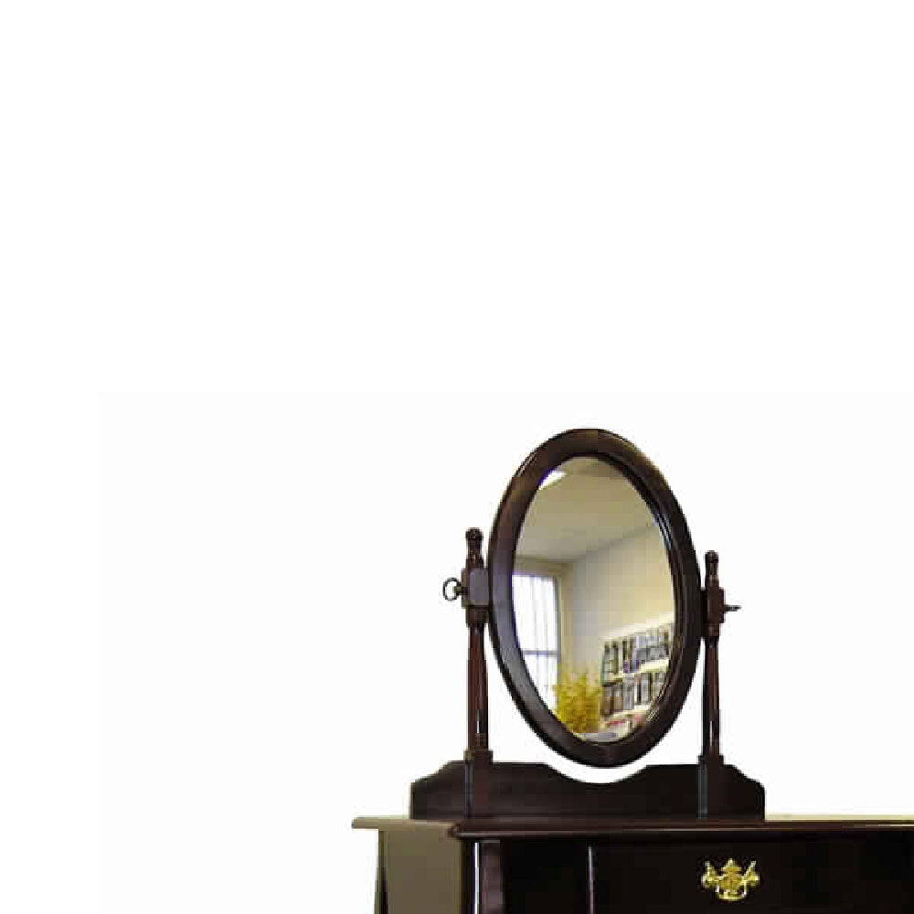 Wooden Vanity Set With Fabric Upholstered Seat,Cherry Brown And Yellow By Benzara | Dressers | Modishstore - 3