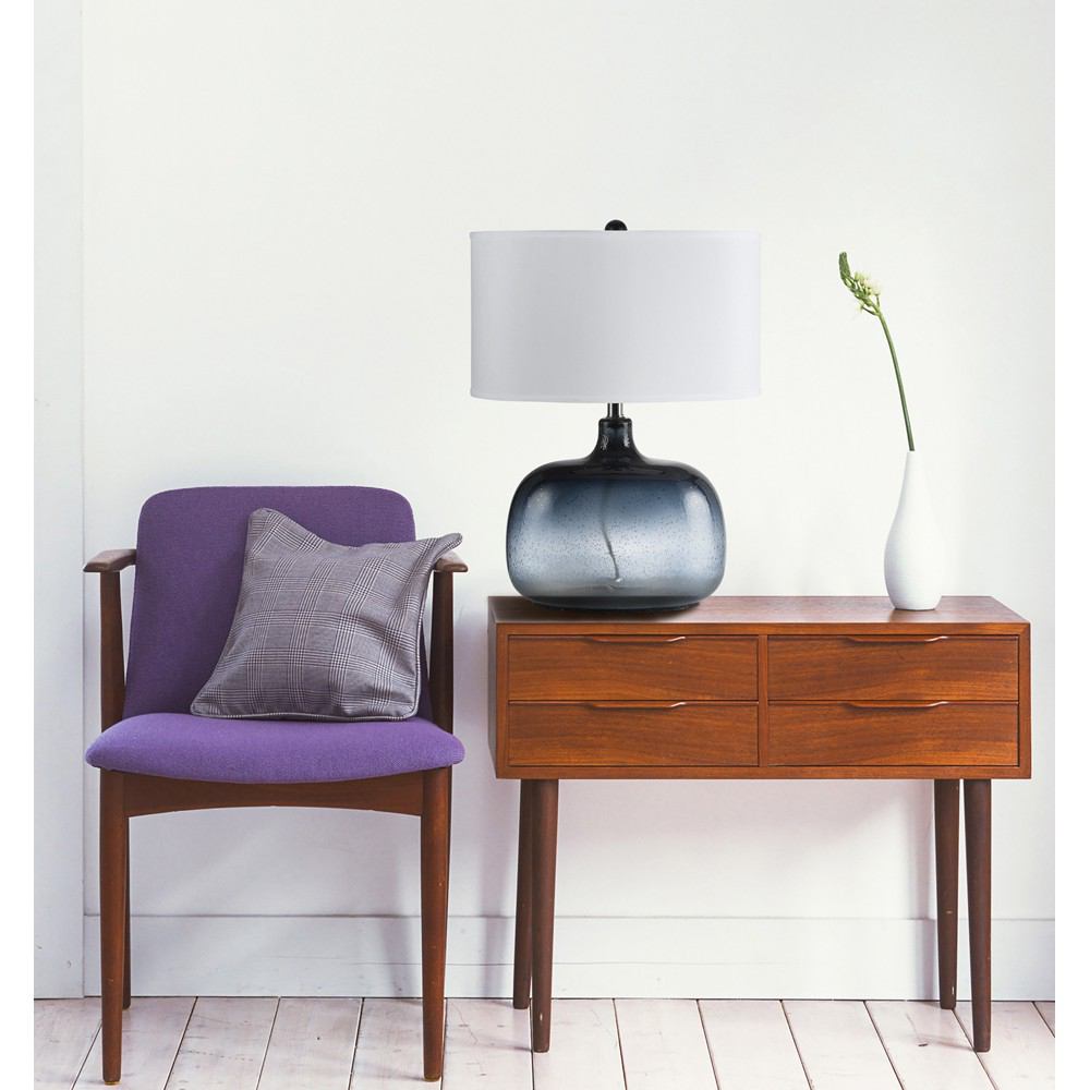 Cal Lighting BO-2263TB 150W 3 Way Christi Navy Blue Glass Table Lamp | Modishstore | Table Lamps