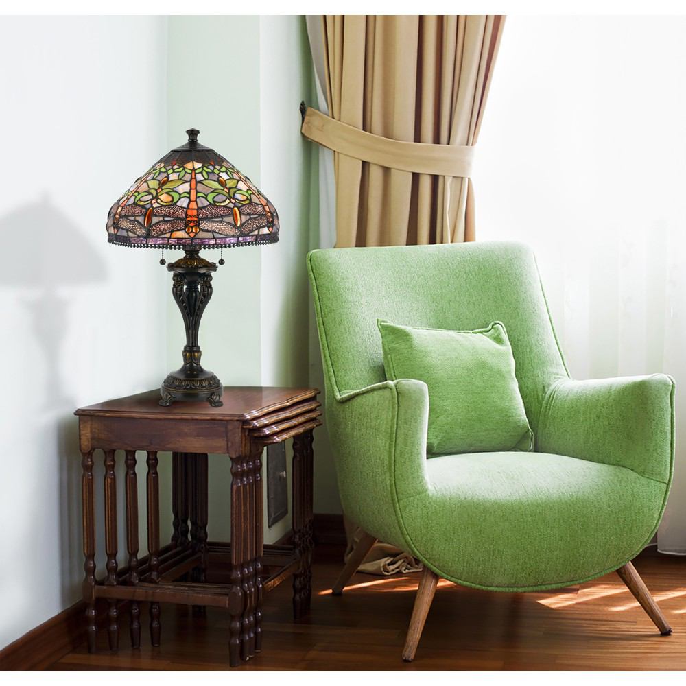 Cal Lighting BO-2355TB 60W X 2 Tiffany Table Lamp | Modishstore | Table Lamps