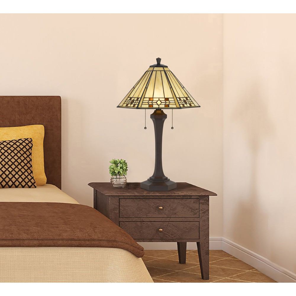 Cal Lighting BO-2676TB 60W X 2 Tiffany Table Lamp | Modishstore | Table Lamps