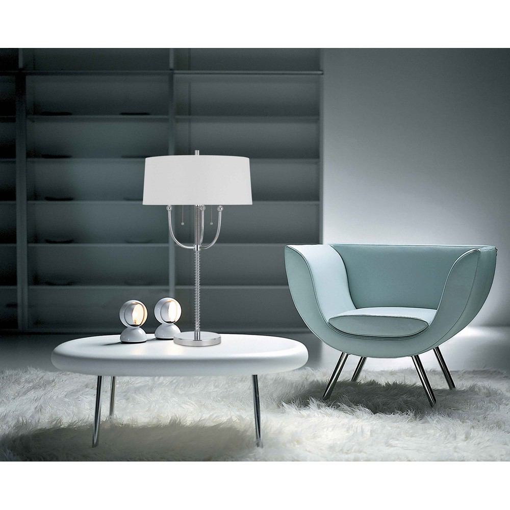 Cal Lighting BO-2742TB Lesina Metal Floor Lamp With Linen Shade | Modishstore | Floor Lamps