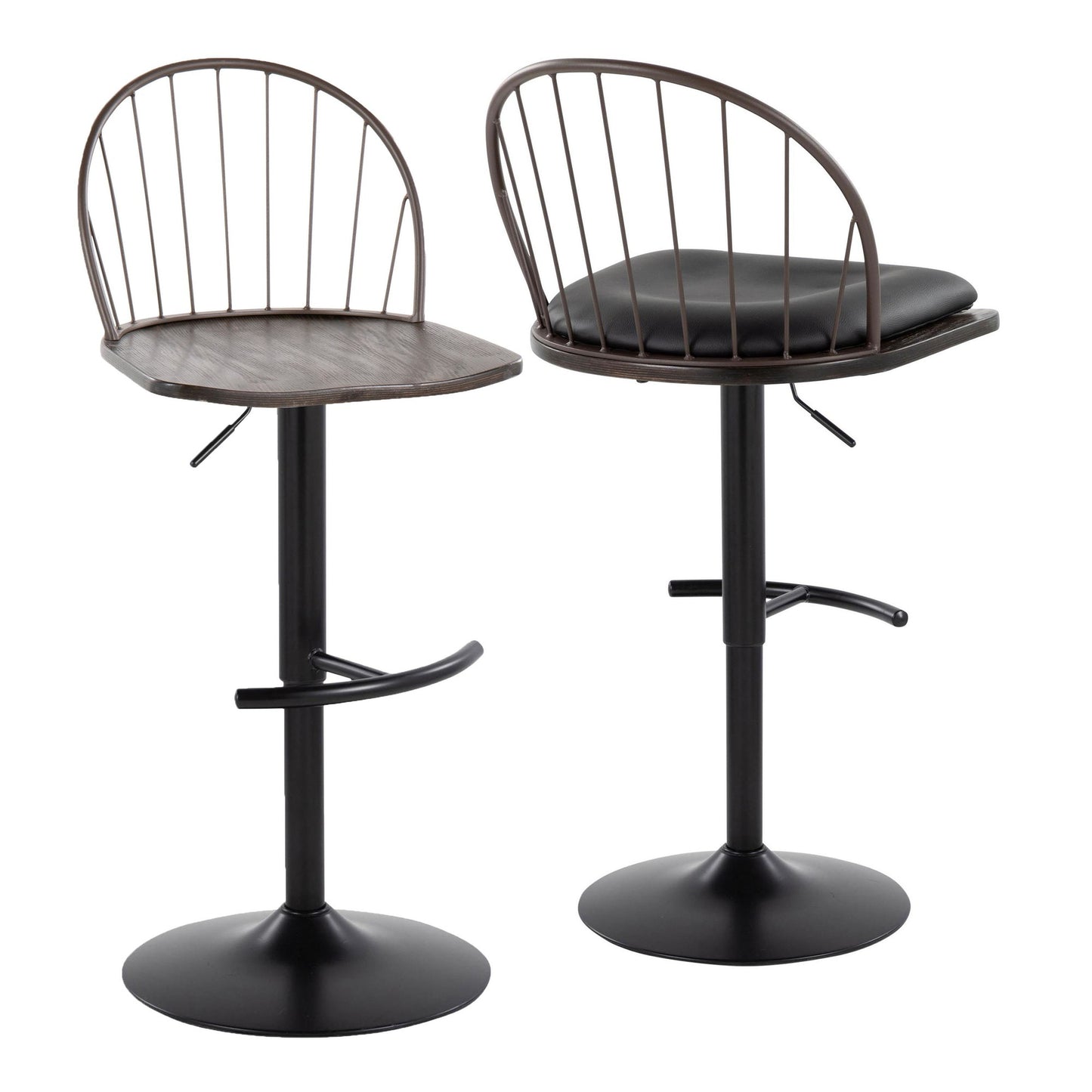 Riley Adjustable Barstool - Set of 2 Black By LumiSource | Bar Stools | Modishstore - 18