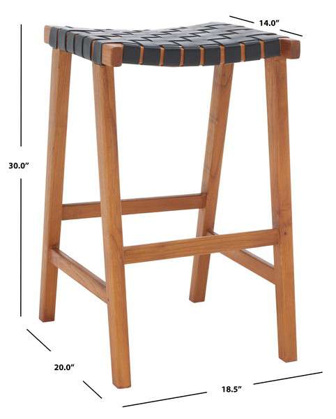 Safavieh Abreu Rectangle Barstool - Black | Bar Stools | Modishstore - 4