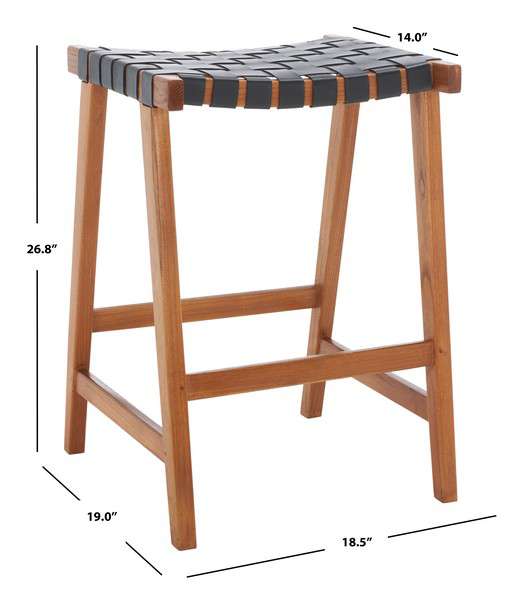 Safavieh Abreu Rectangle Counter Stool - Black | Counter Stools | Modishstore - 4