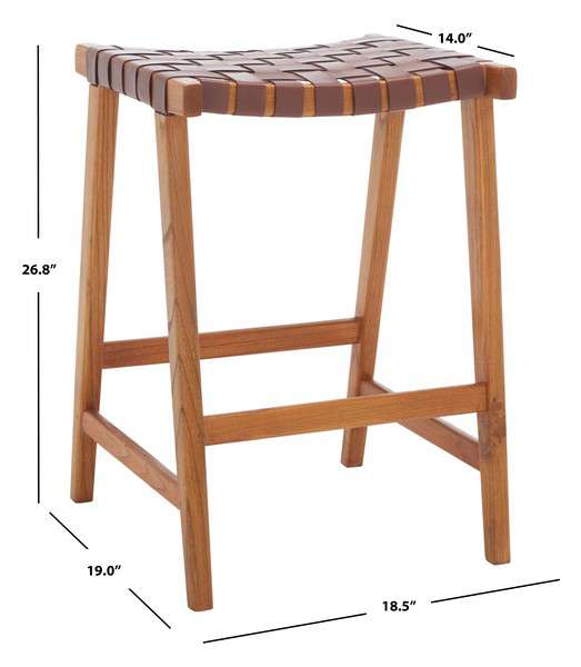 Safavieh Abreu Rectangle Counter Stool - Cognac | Counter Stools | Modishstore - 4